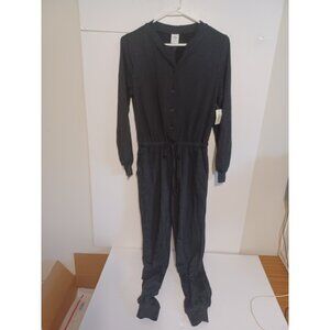 Essential Jumpsuit Women's XS Black X-Small Long Sleeve Button Up Romper